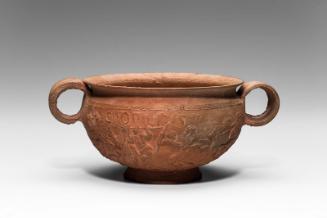 Early relief ware two-handled cup (scyphus or cantharus)