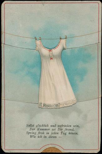 Dress on a clothsline, pull tab reveals a woman