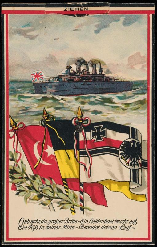 Hab acht, du grosser Britte-Ein heldenboot taucht auf; Ein Riss in deiner Mitte-Beendet deinen Lauf.
