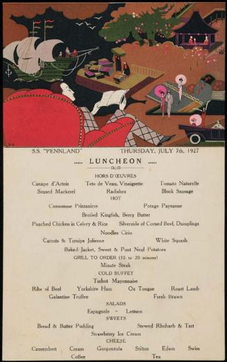 S.S. "Pennland", Thursday, July 7th, 1927, Luncheon Menu