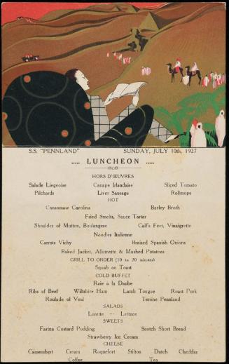 S.S. "Pennland", Sunday, July 10th, 1927, Luncheon Menu