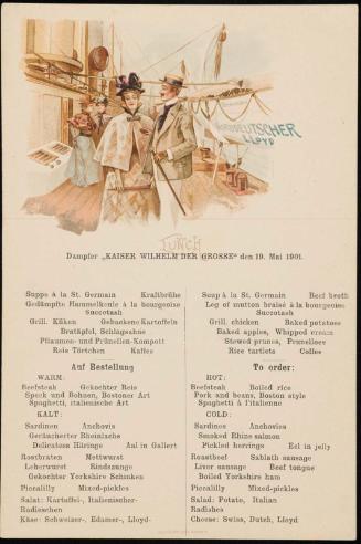 Dampfer „Kaiser Wilhelm der Grosse“, den 19. Mai 1901, Lunch Menu