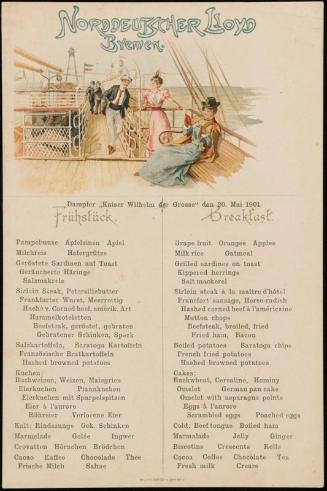 Dampfer „Kaiser Wilhelm der Grosse“, den 20. Mai 1901, Breakfast Menu