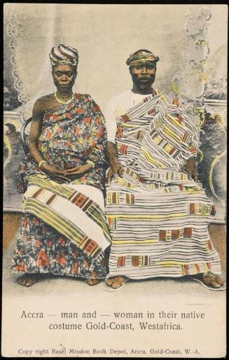 Accra - Man and - Woman in Their Native Costume Gold-Coast, West Africa