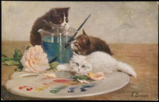 Kittens with a paint pallet.