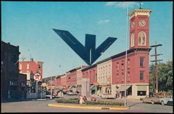 Postcard sent by Ellsworth Kelly to Ralph Coburn, "My new studio": Town clock and main street, Chatham, N.Y.