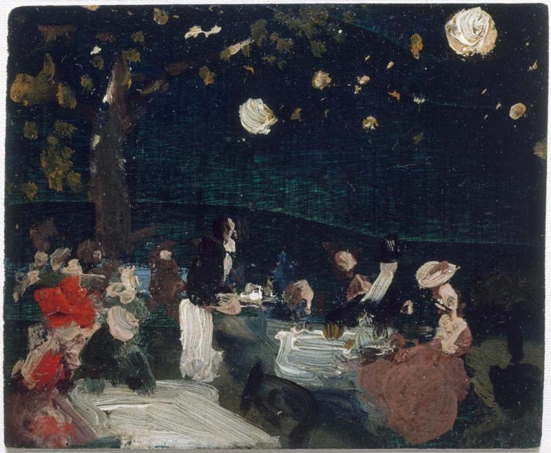 Café by Night with Japanese Lanterns
