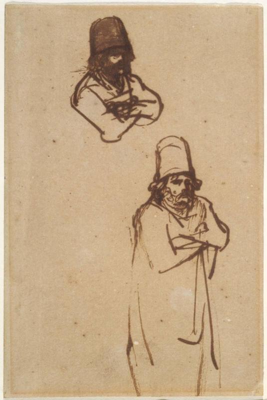 Two Studies of a Man in a High Cap, with Arms Crossed