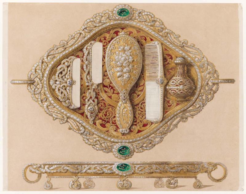 Nécessaire de Toilette in Gold, Pearls, and Emerald for Mohammed Pasha (Pasha of Egypt, 1854–1863)