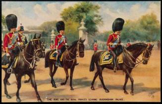 THE KING AND THE ROYAL PRINCES LEAVING BUCKINGHAM PALACE.