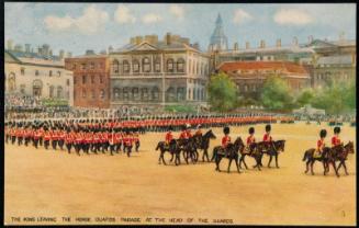 THE KING LEAVING THE HORSE GUARDS PARADE AT THE HEAD OF THE GUARDS.