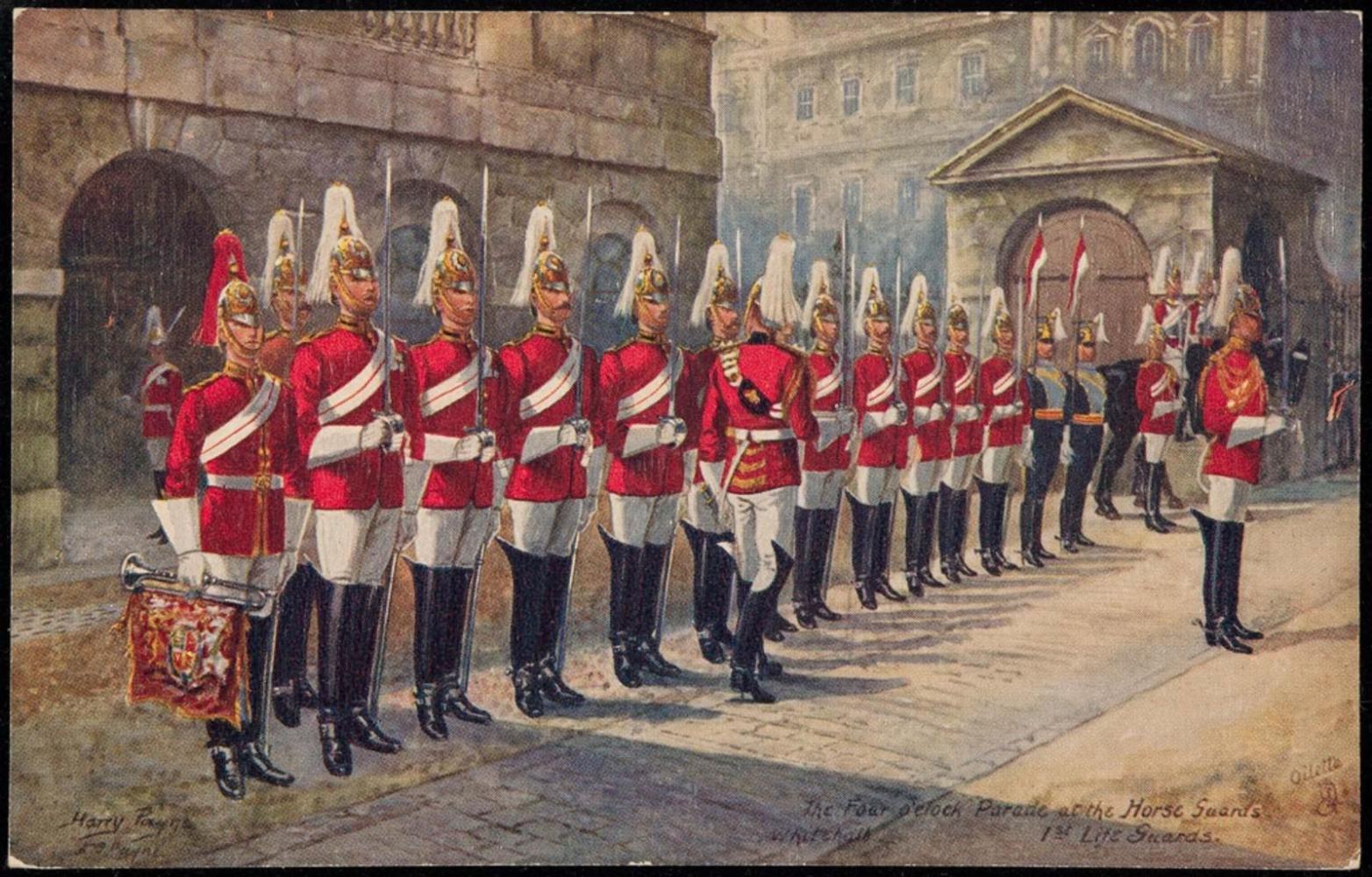 The four o'clock Parade at the Horse Guards.
1st Life Guards.