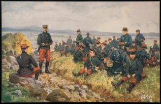 Regiment resting on a hill.