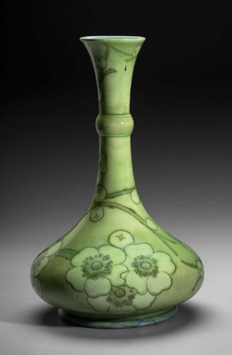 Persian bottle with green-on-green flowers