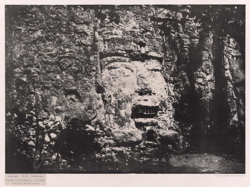 Colossal Head at the Base of a Pyramid in Izamal, Mexico
