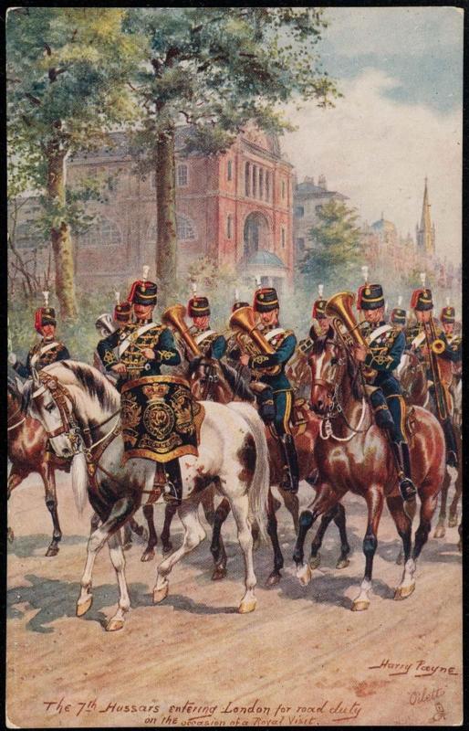 The 7th Hussars entering London for road duty on the occassion of a Royal Visit.