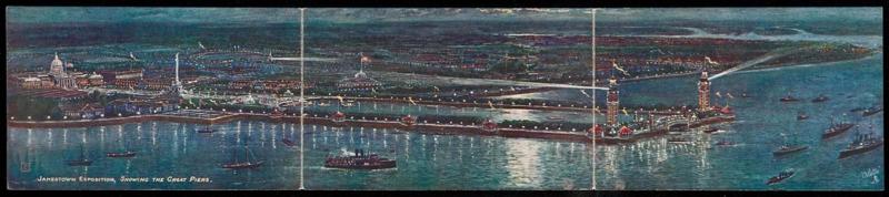 JAMESTOWN EXPOSITION, SHOWING THE GREAT PIERS.