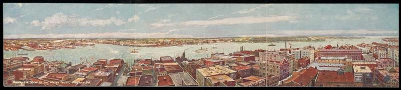 BIRD'S-EYE VIEW OF THE WATERFRONT, NORFOLK, VA.