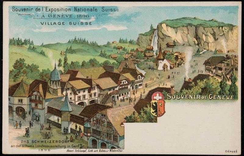 Souvenir de l'Exposition Nationale Suisse Á GENÈVE, 1896. VILLAGE SUISSE.