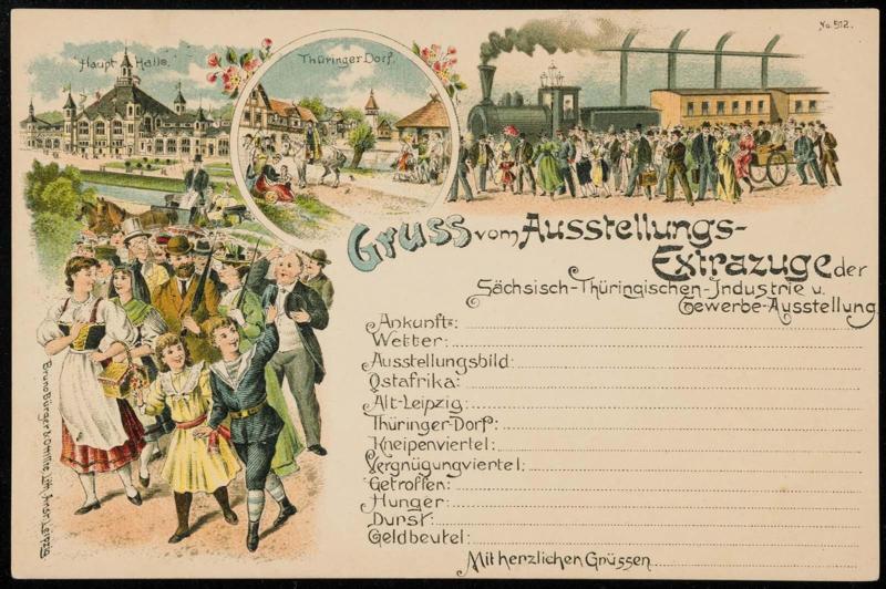 Gruss vom Ausstellungs-Extrazuge der Sächsisch-Thüringische Industrie u. Gewerbe Ausstellung.