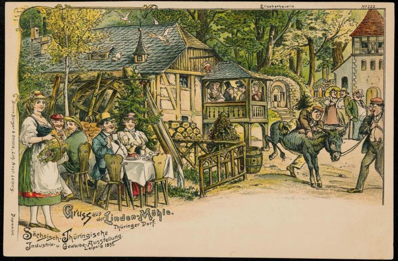 Gruss aus der Linden-Mühle. Thüringer Dorf.