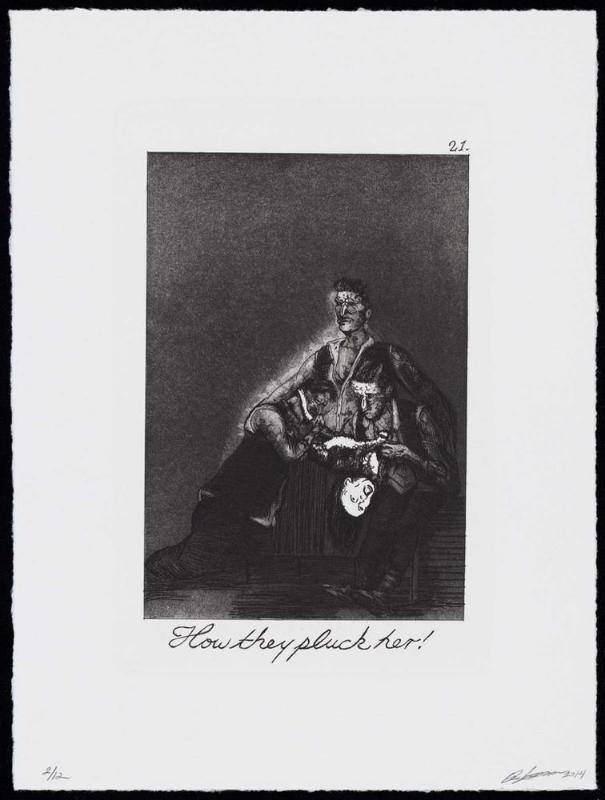 The Caprichos, Suite 2; Plate 21: How they pluck her!