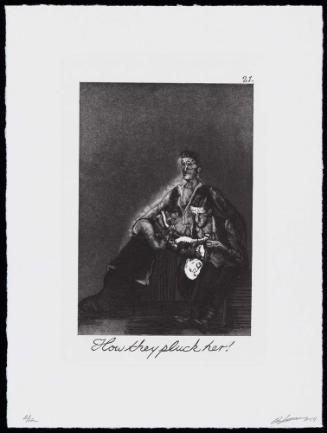 The Caprichos, Suite 2; Plate 21: How they pluck her!