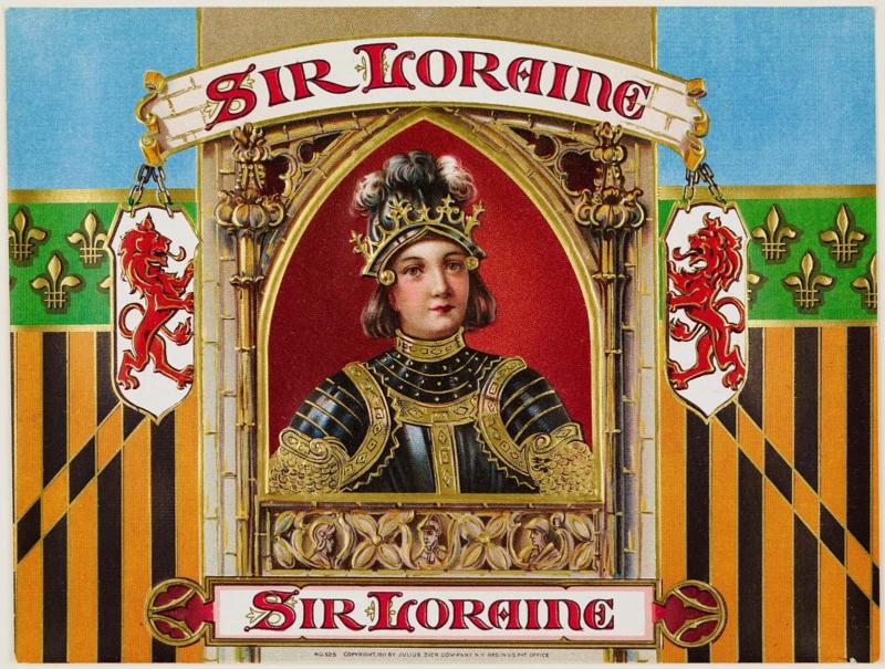 Inner box label for Sir Loraine cigars