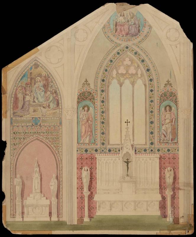 Study for painted wall treatments and ceiling decoration of a church