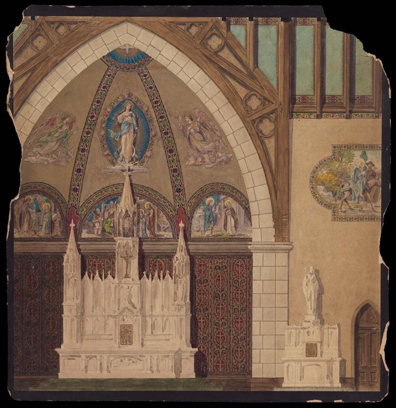 Study for painted wall treatments and ceiling decoration of a church