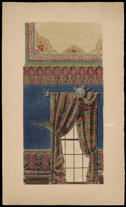 Study for interior decor with tartan curtains