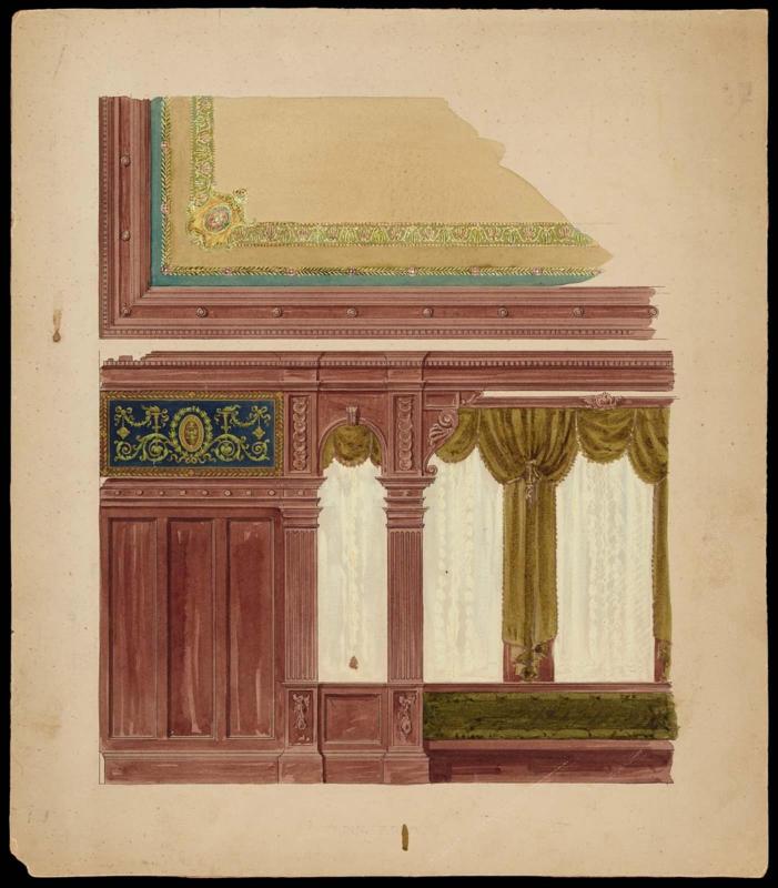 Study for wall treatments and ceiling decoration