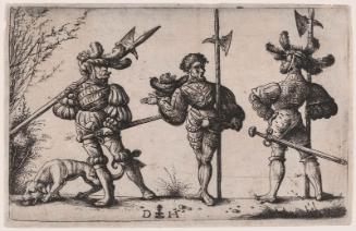 Three Soldiers with Halberds and a Dog