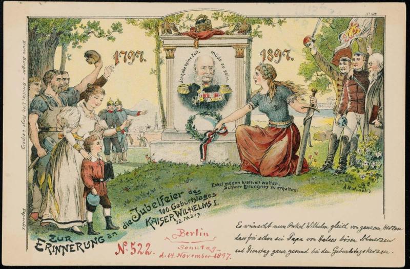 ZUR ERINNERUNG an die Jubelfeier des 100. Geburtstages KAISER WILHELMS I. 11. März.