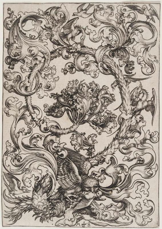 Ornament with Owl Mocked by Day Birds