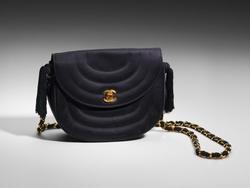 Black Satin Purse w/ gold chain and tassel