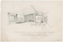 Study of Living Room - Dining Room, Sherman House, Lexington, Massachusetts