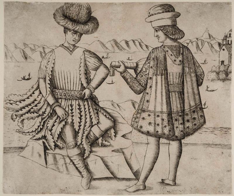 Two Men in a Landscape, One Playing a Lute
