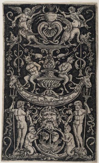 Ornament Panel with Maritime Motifs and Bound Satyrs