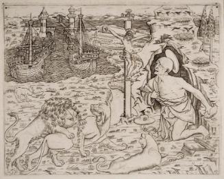 St. Jerome in Penitence, with Two Ships in a Harbor