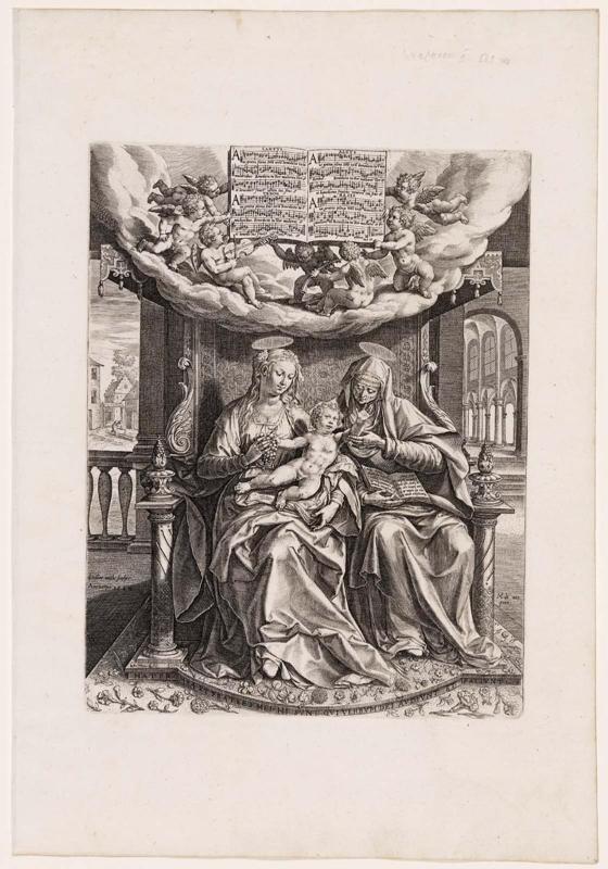 Virgin and Child with Saint Anne, with the motet "Ave gratia plena"