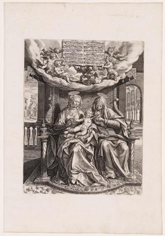 Virgin and Child with Saint Anne, with the motet "Ave gratia plena"