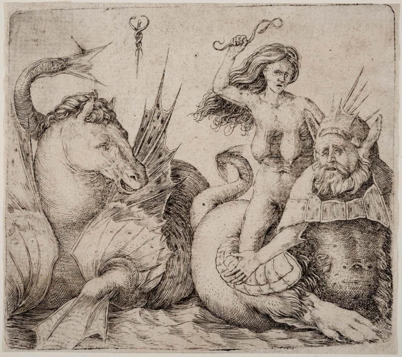 An Old Woman Riding on a Triton