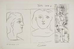 Three Studies of a Female: Head Profile, Head Full Front, & Full-Length Nude