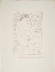 Nude Sitting Before a Curtain