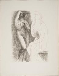 Nude Before a Statue