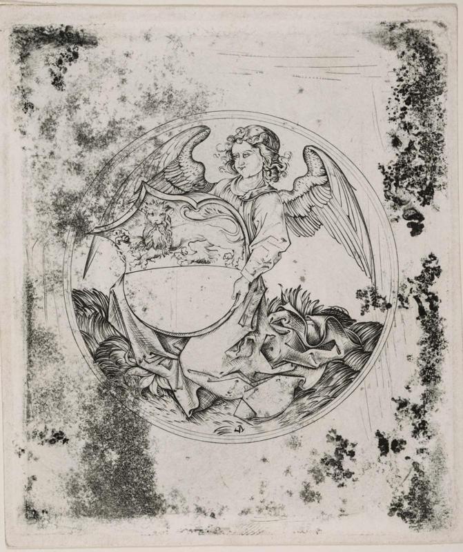 Shield with a Lion, Held by an Angel