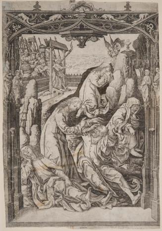 Christ on the Mount of Olives (recto; from a Passion of Christ series, 1 of 3 extant plates); Design for a Gothic Canopy (verso)