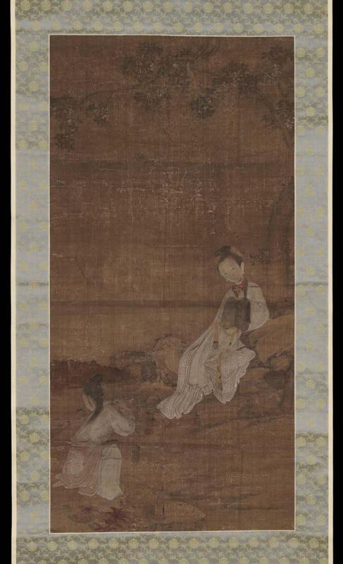 A lady listening to a flute under a sweet olive tree