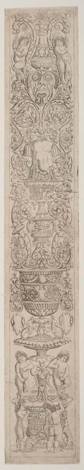 Ornament Panel with Four Children with a Cat and a Dog